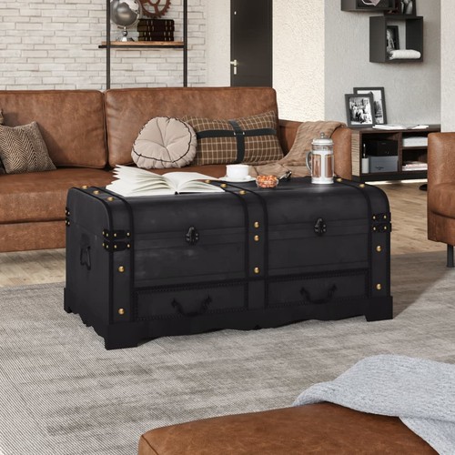 Schatztruhe holz groß schwarz - holz,