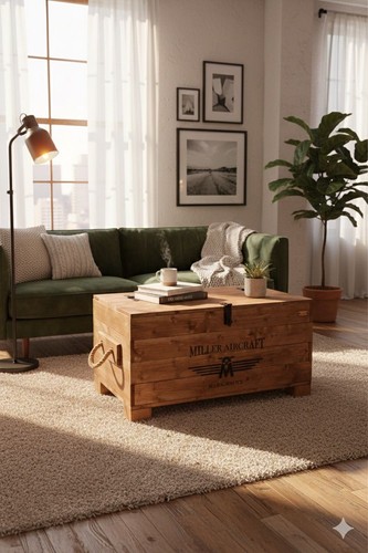 Truhe couchtisch holz massiv - couchtisch,